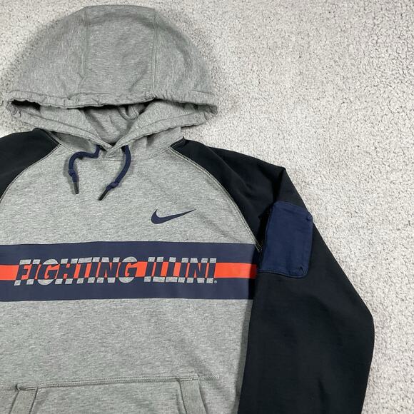 Fighting Illini Hoodie Mens L Nike Sweatshirt Illinois Swoosh NCAA Team Issued - Picture 8 of 16